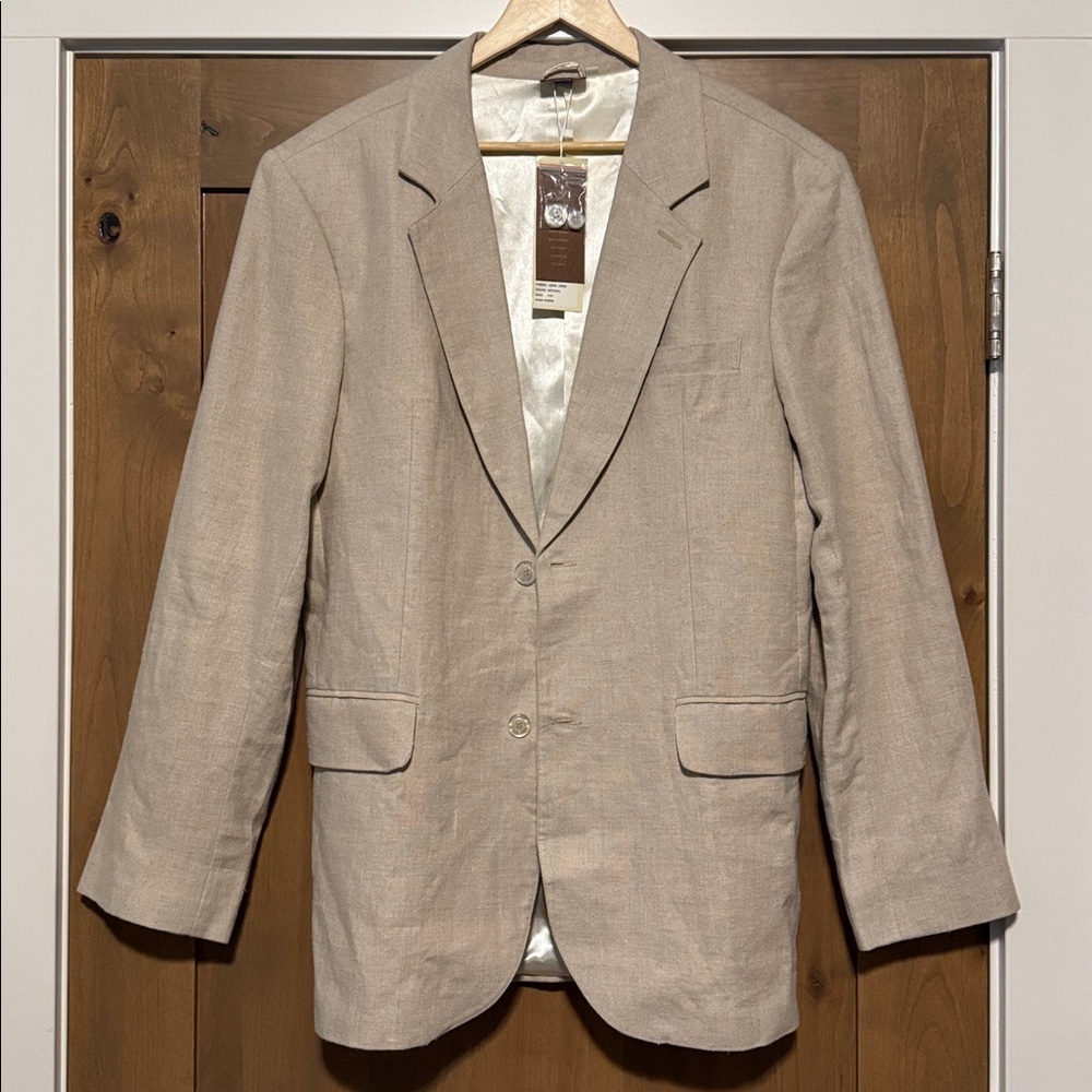 NWT Island Importer Linen Blazer Jacket Sport Coat Mens 41 Tan beach coastal